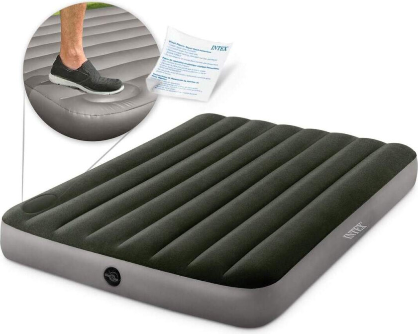 Oppblåsbar madrass 191x137x25 cm med innebygget fotpumpe INTEX 64762