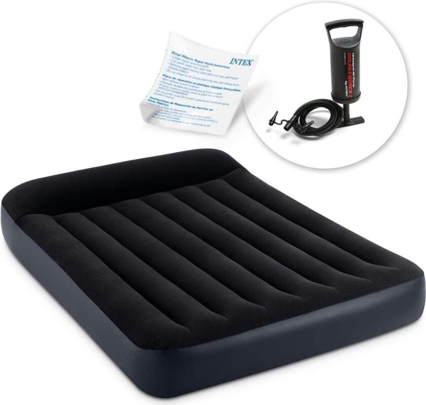 Oppblåsbar madrass 191x137x25 cm med INTEX 64142 stempelpumpe