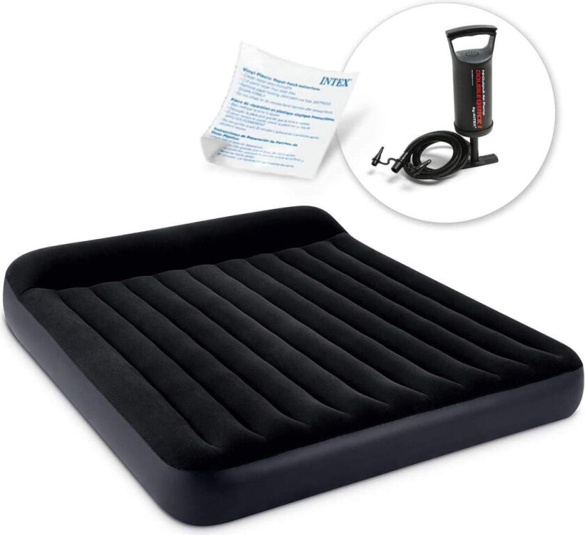 Oppblåsbar madrass 203x183x25 cm med INTEX 64144 stempelpumpe