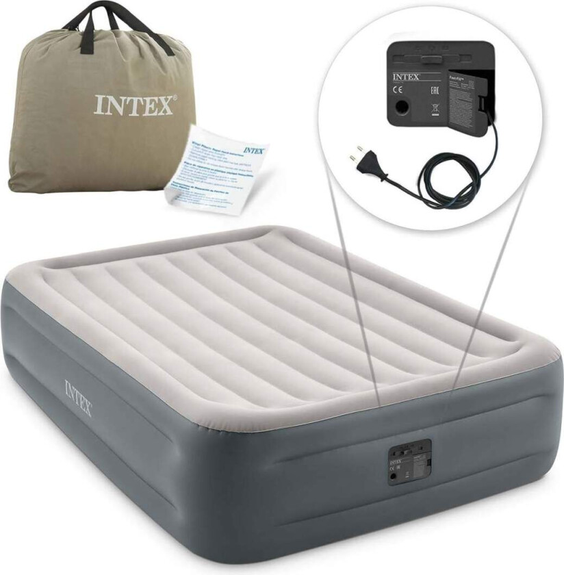 Oppblåsbar madrass 203x152x46 cm med innebygd elektrisk pumpe INTEX 64126