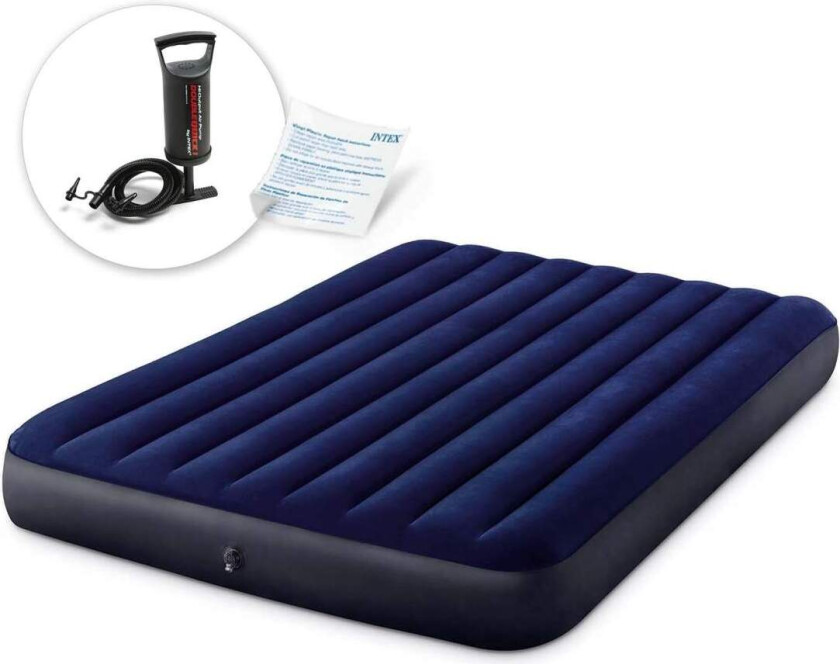 Oppblåsbar madrass 203x152x25 cm med INTEX 64759 stempelpumpe