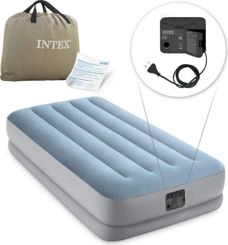 Oppblåsbar madrass 191x99x36 cm med innebygd elektrisk pumpe INTEX 64166