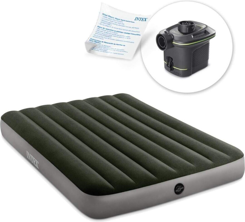 Oppblåsbar madrass 191x137x25 cm med elektrisk pumpe INTEX 64778