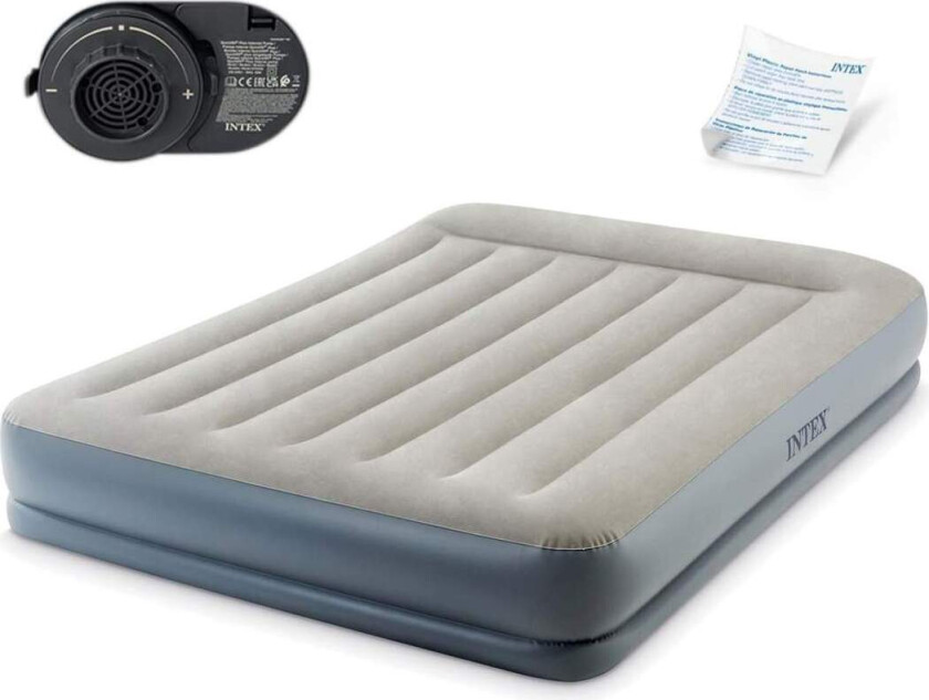 Oppblåsbar madrass 203x152x30 cm med innebygd elektrisk pumpe INTEX 64118