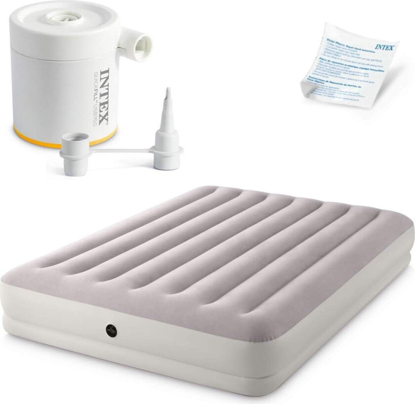 Oppblåsbar madrass 203x152x30 cm med elektrisk pumpe INTEX 64179