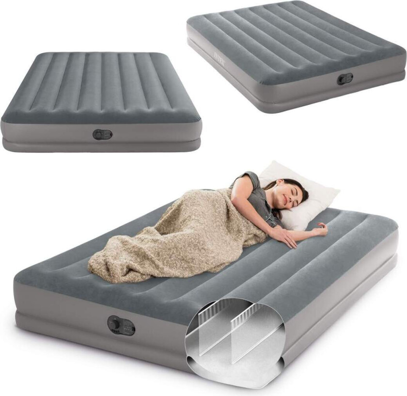 Oppblåsbar madrass 203x152x30 cm med innebygd elektrisk pumpe INTEX 64114