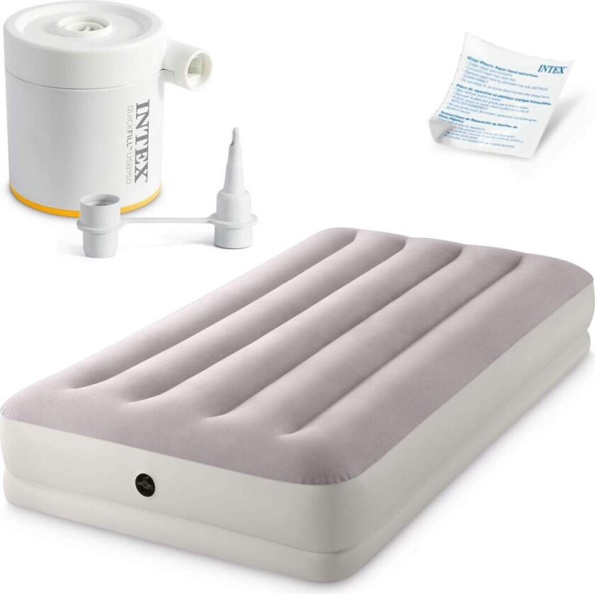Oppblåsbar madrass 191x99x30 cm med elektrisk pumpe INTEX 64177