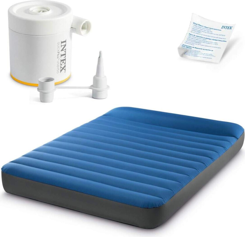 Oppblåsbar madrass 191x137x22 cm med elektrisk pumpe INTEX 64012