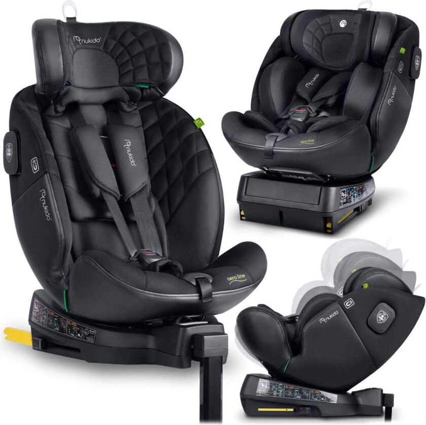 Nukido Aero Line Bilsete Svart 0-36kg ISOFIX