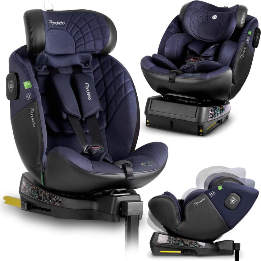 Nukido Aero Line Bilsete Sort/Marineblå 0-36kg ISOFIX
