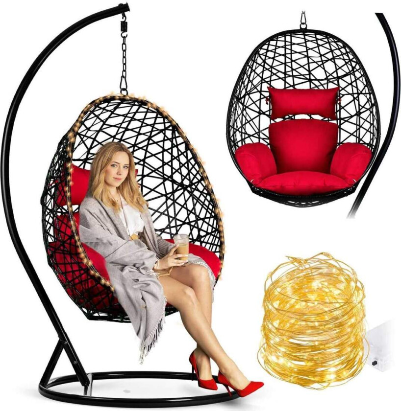 Sabana hengende hagestol svart + rød