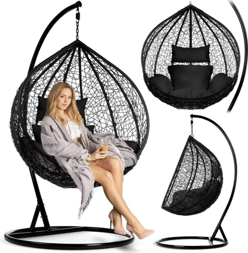 Havana sort hengende hagestol + sorte puter Sofotel
