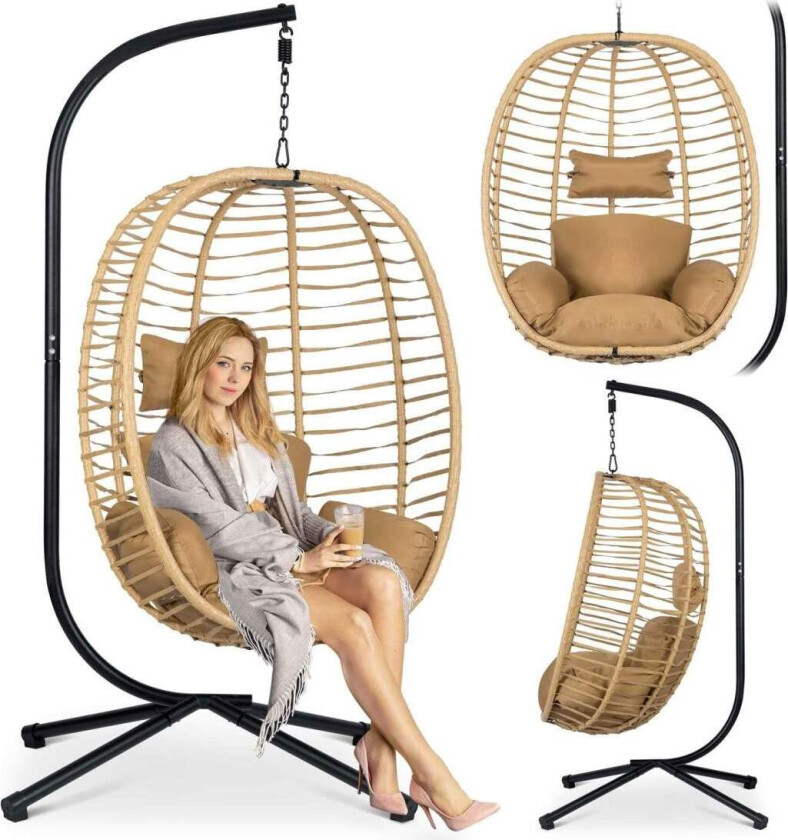 Toskana sort hengende hagestol + brune puter Sofotel