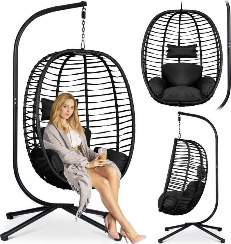 Toskana sort hengende hagestol + sorte Sofotel-puter