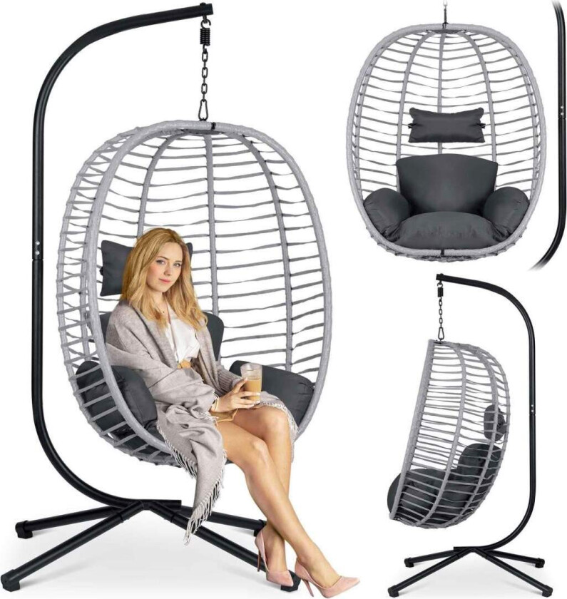 Toskana hengende hagestol sorte grå puter Sofotel