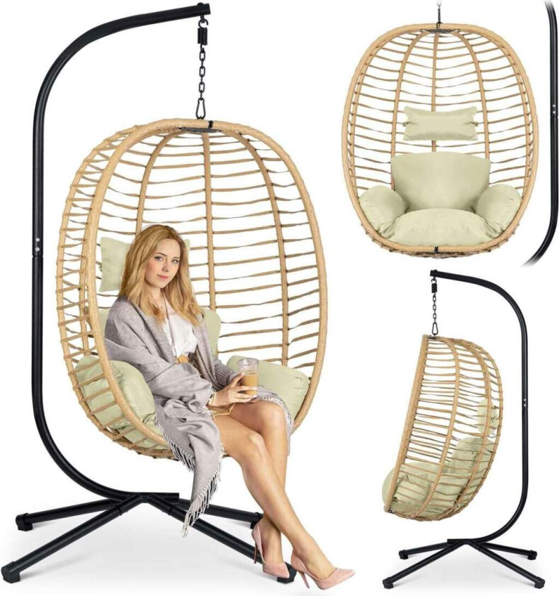 Toskana sort hengende hagestol + beige puter Sofotel