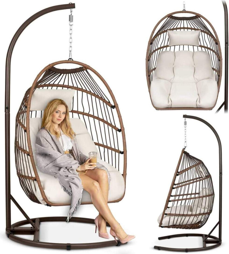 Luisiana hengende hagestol brun + beige puter Sofotel