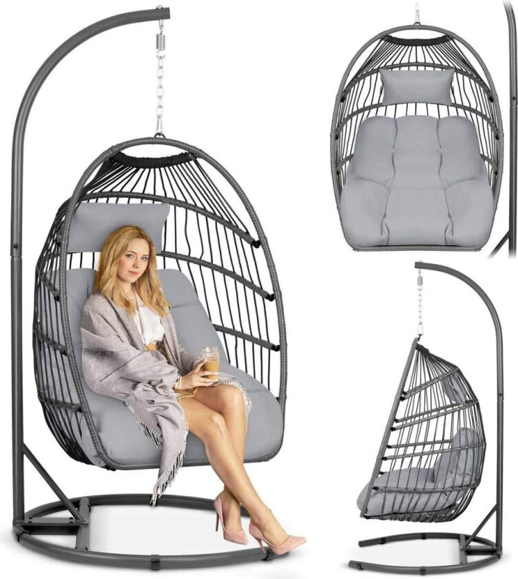 Luisiana hengende hagestol grå + grå puter Sofotel