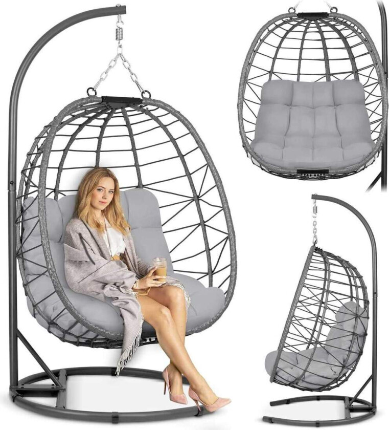 Tihuana grå hengende hagestol + grå Sofotel-puter