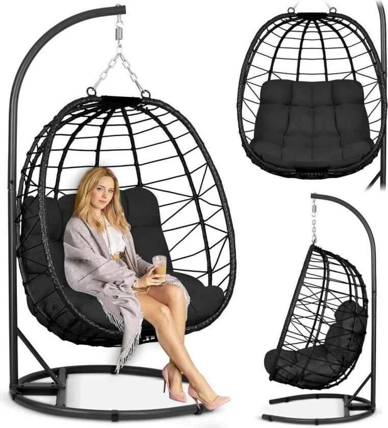 Tihuana sort hengende hagestol + sorte puter Sofotel