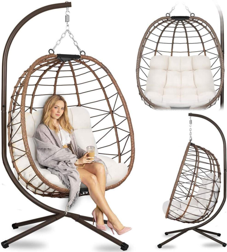 Tihuana brun hengende hagestol + lyse beige puter Sofotel