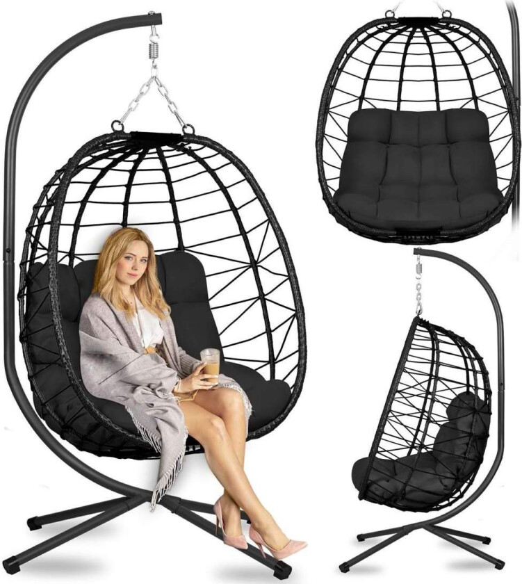 Tihuana sort hengende hagestol + sorte puter Sofotel