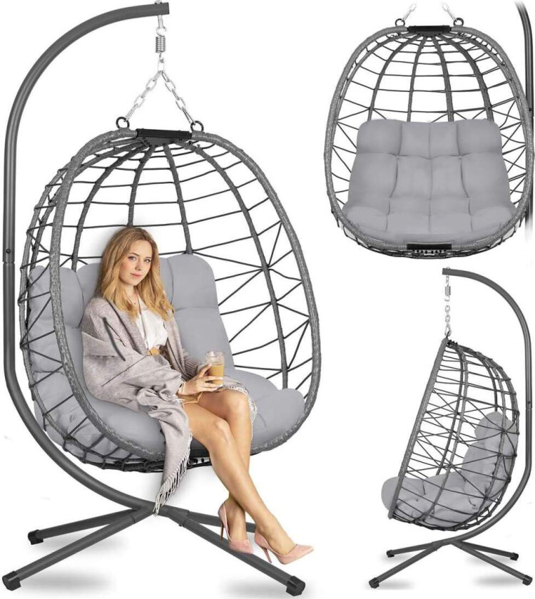 Tihuana grå hengende hagestol + grå Sofotel-puter