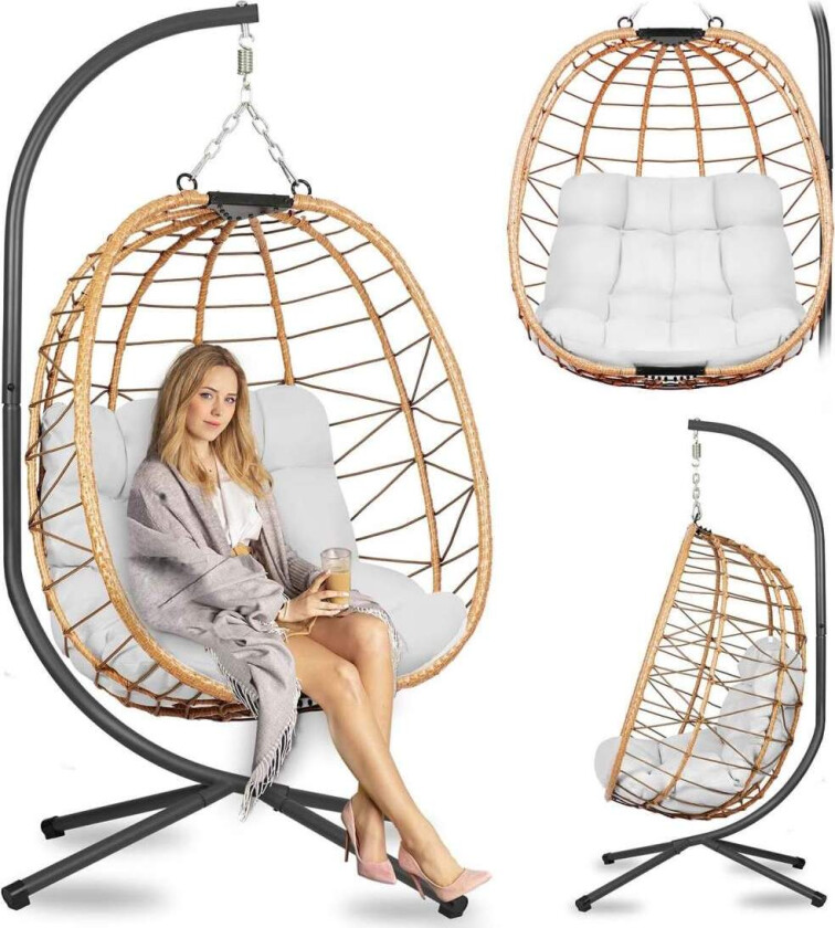 Tihuana brun hengende hagestol + grå puter Sofotel