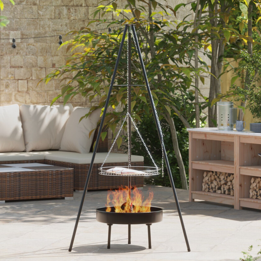 Campfire Cooking Tripod med Grillrist og Brennereng 170 cm