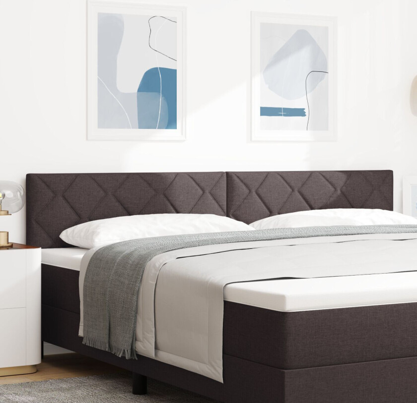 Sengegavl Diamantblokkdesign Mørk Brun 200 cm Stoff