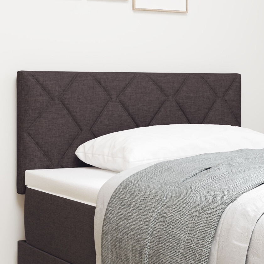Sengegavl Diamantblokker Design Mørk Brun 90 cm Stoff