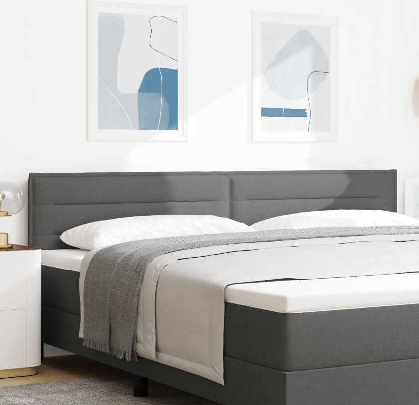 Sengegavl Linje Design Mørkegrå 200 cm Stoff