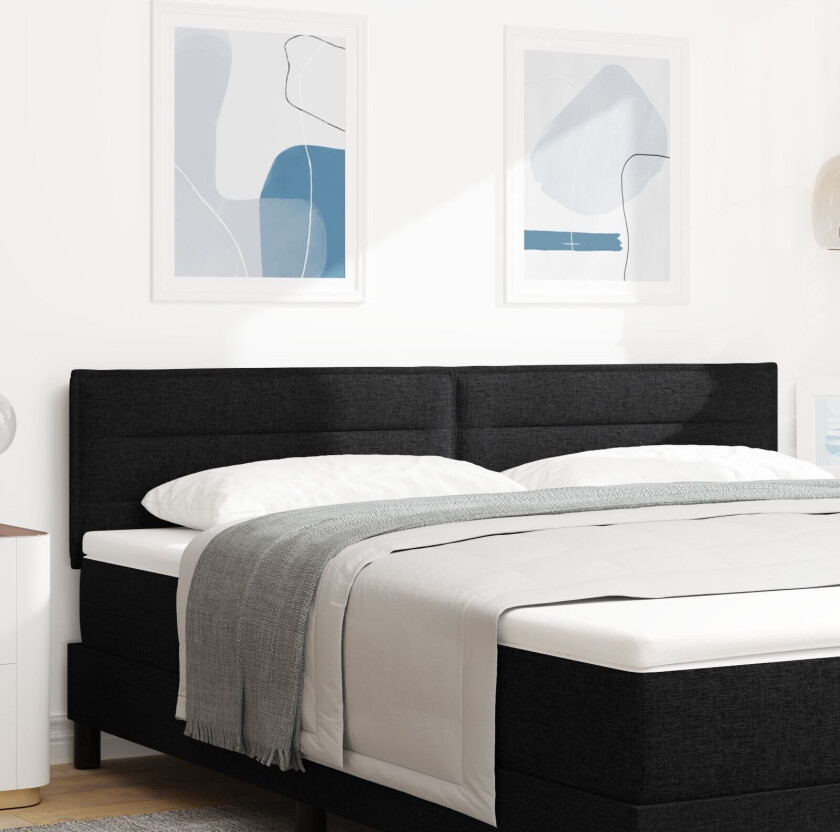 Sengegavl Linje Design Svart 180 cm Stoff