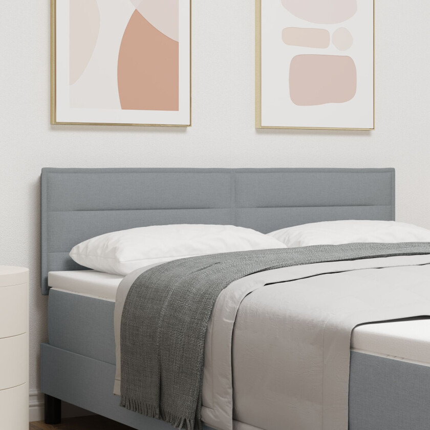 Sengegavl Linje Design Lys Grå 160 cm Stoff
