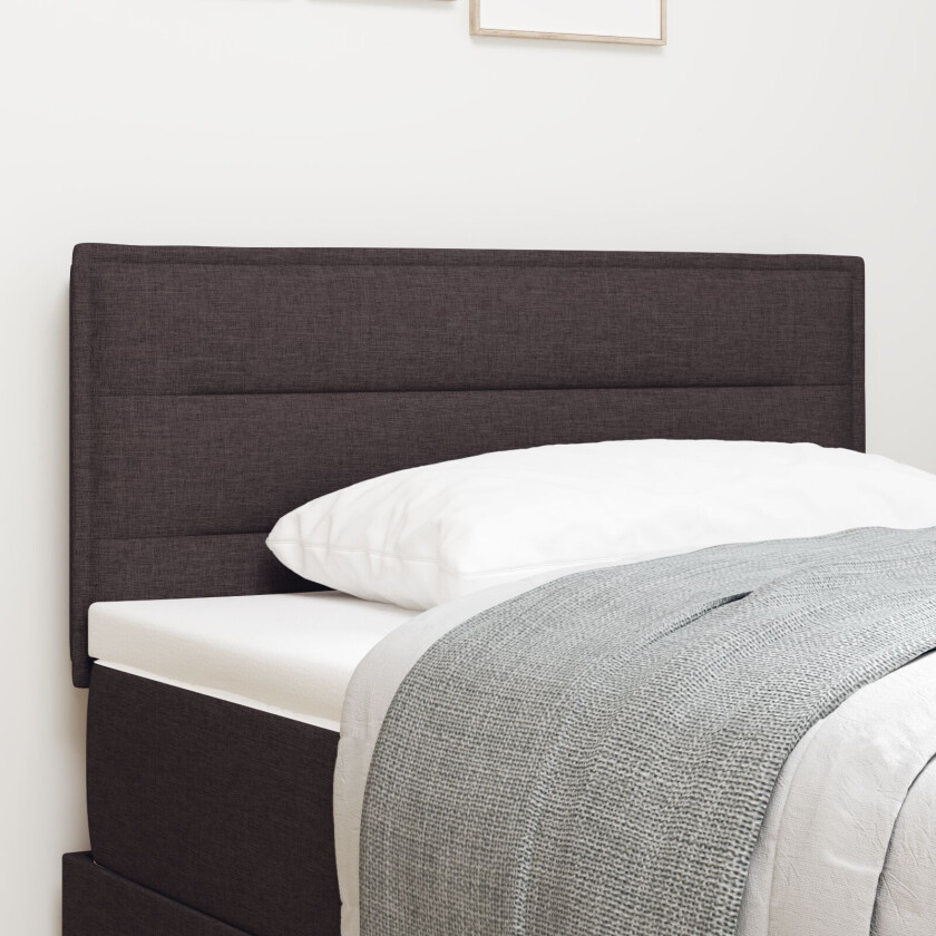 LED-sengegavl Linje Design Mørkebrun 80 cm Stoff