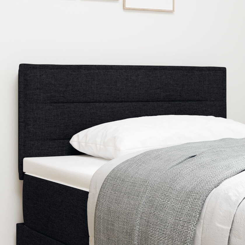 Sengegavl Linje Design Svart 90 cm Stoff