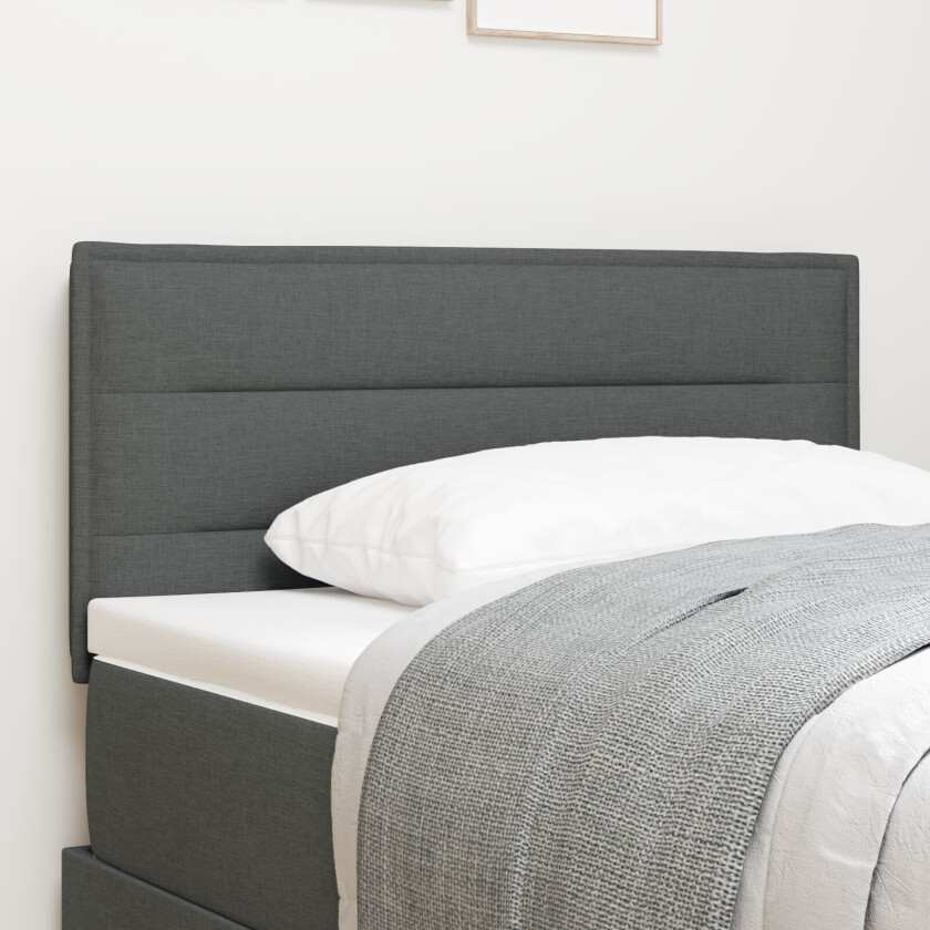 Sengegavl Linjer Design Mørk Grå 90 cm Stoff