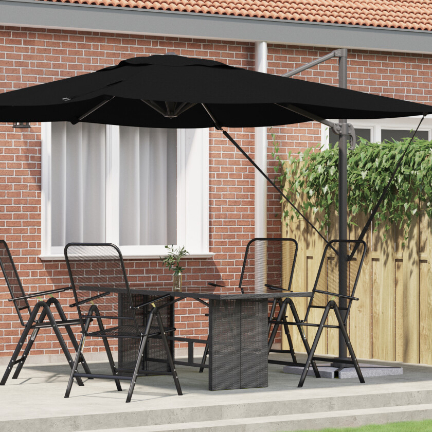 Cantilever Roma parasoll Svart 286x285x265 cm Aluminium
