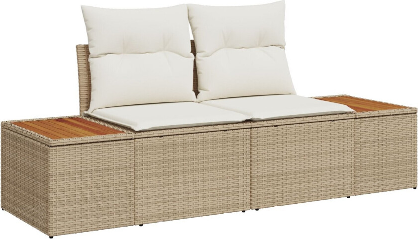 9 Delt Hagesofa Sett med Puter Beige Poly Rattan