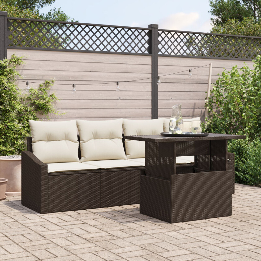 5-delt Hagemøbelsett med puter Brun Polyrotting