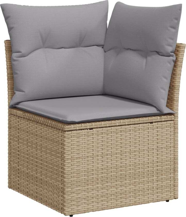 8 Delers Hage Sofa Sett med Puter Beige Poly Rattan Akacia, 2-seters Hage Sofa med Lager & Puter Beige Poly Rattan