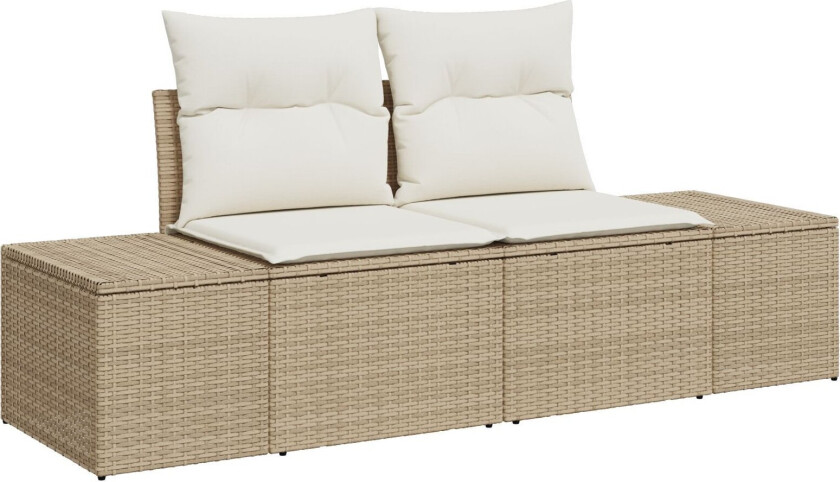 8 Delt Hagesofa Set med Puter Beige Poly Rattan Acacia