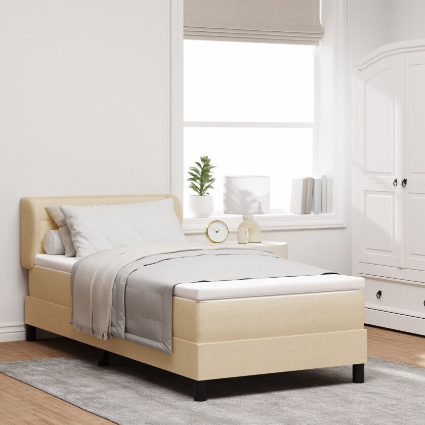 Kontinental Seng med Madrass Krem 100x200 cm Stoff