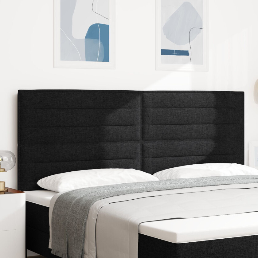 Sengegavl Linje Design Svart 200 cm Stoff