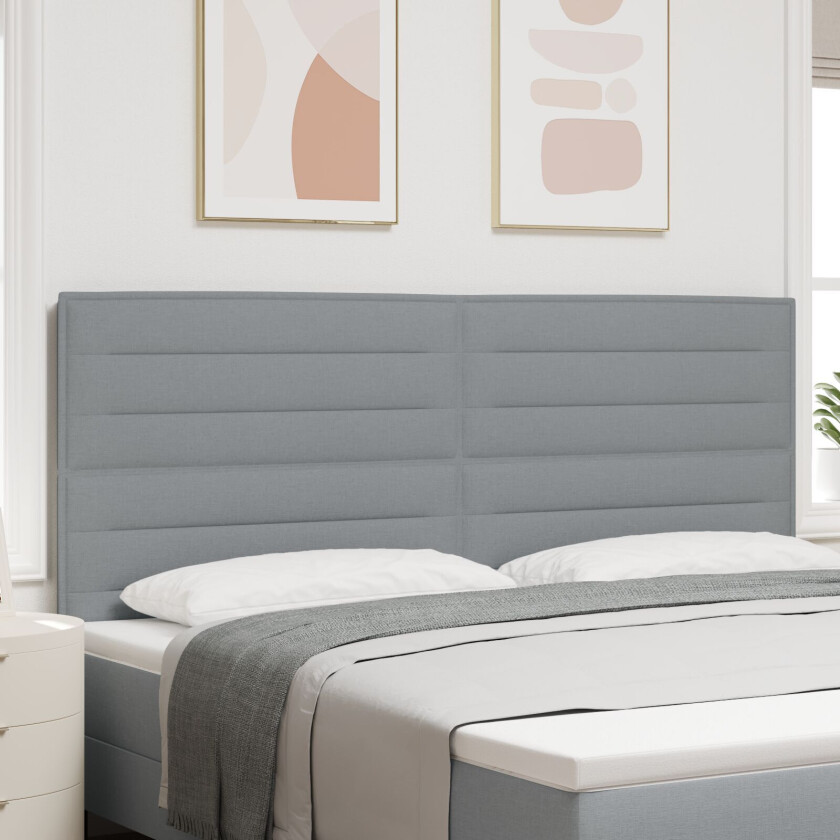 Sengegavl Linjedesign Lys Grå 200 cm Stoff