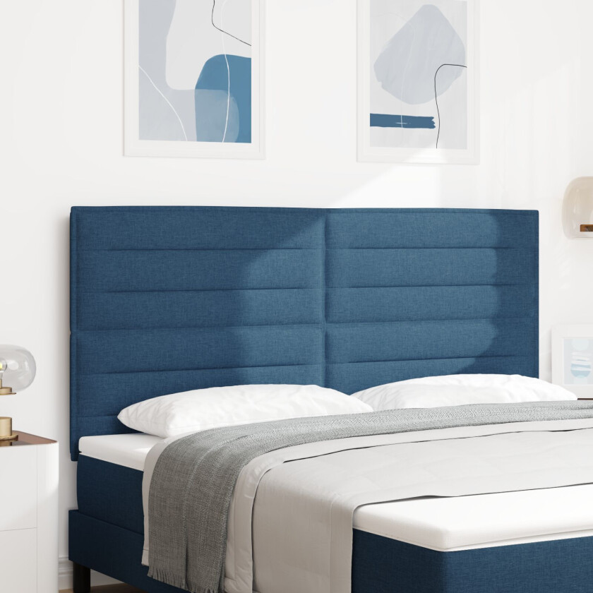 Sengegavl Linjer Design Blå 180 cm Stoff