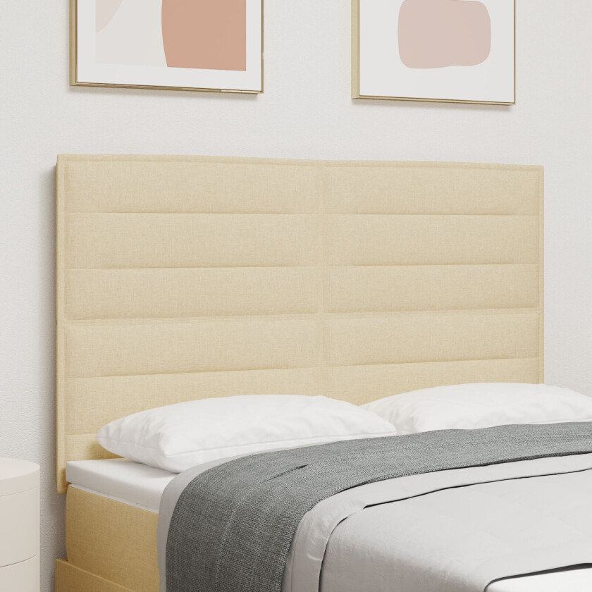Sengegavl Linje Design Krem 140 cm Stoff