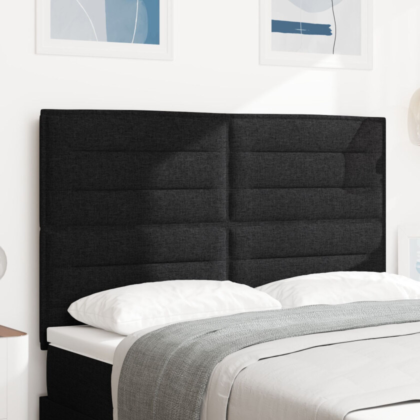 Sengegavl Linje Design Svart 140 cm Stoff