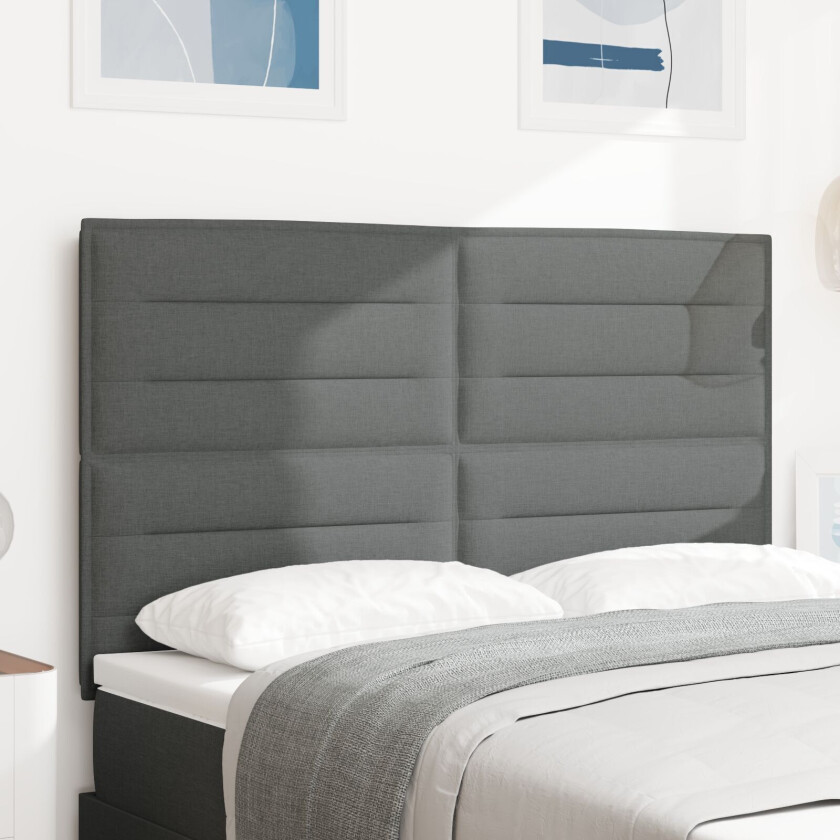 Sengegavl Linje Design Mørk Grå 140 cm Stoff