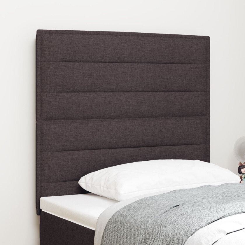 Sengegavl Linjedesign Mørk Brun 100 cm Stoff